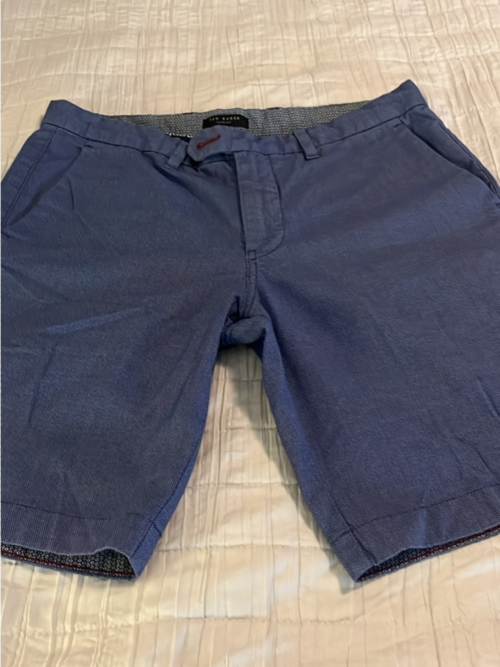 Ted Baker Blue Textured Flat-Front Shorts